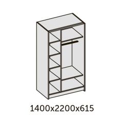 ИННЭС-5 Шкаф-купе 2-х дв. 1400 (2 дв. Ф3 - венге вст. экокожа коричневый) | фото 2